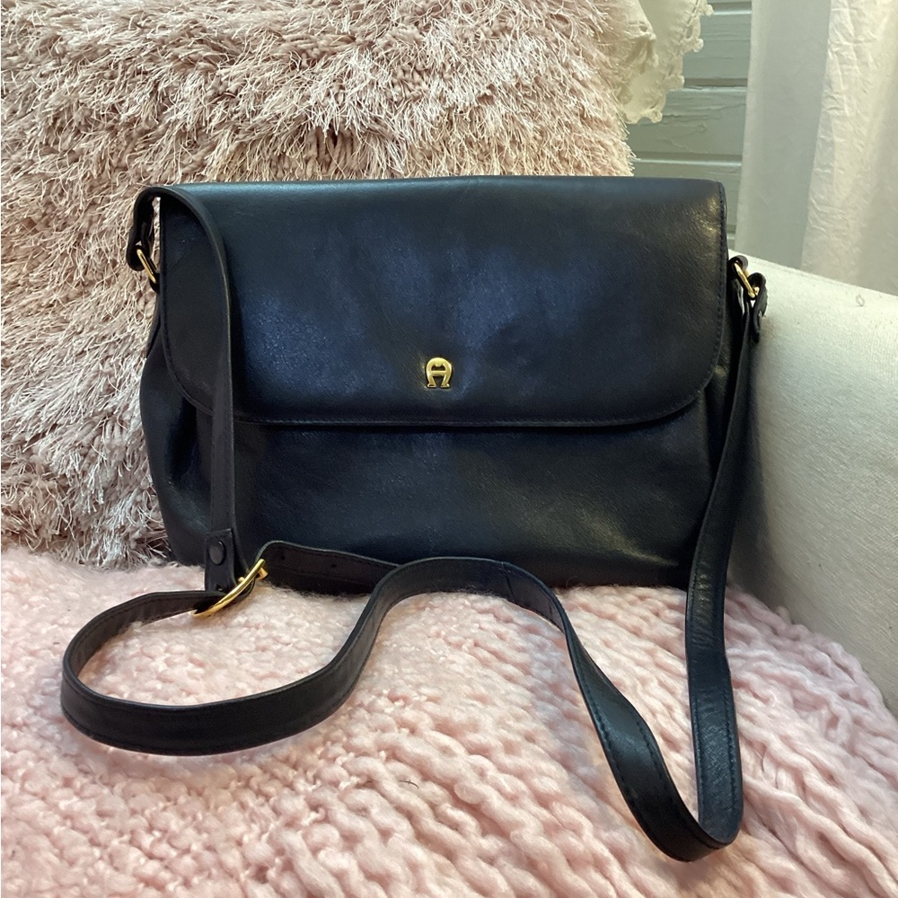Etienne Aigner Navy Leather Crossbody Bag